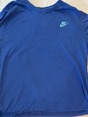 Nike Blue Tee with White Logo Print
